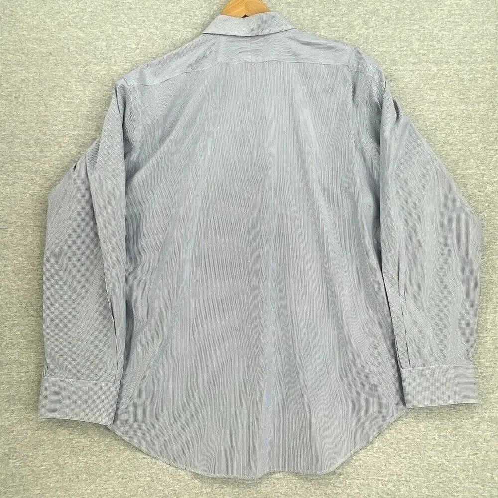 Ralph Lauren Polo Shirt Mens 17 Blue Striped Button Up Long Sleeve Classic Fit